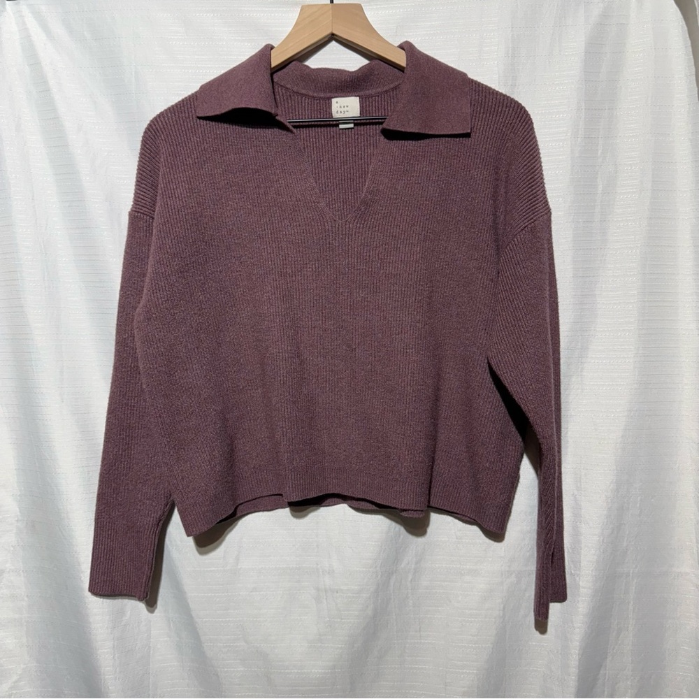 A new day knit sweater. Purple. Size large.